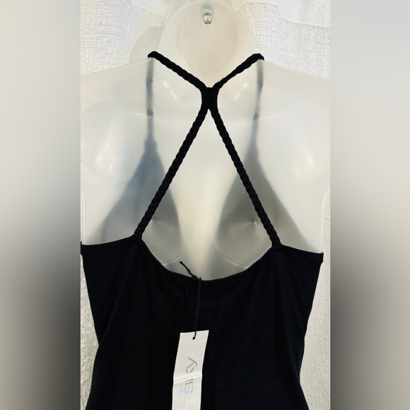 STUNNING Vintage NWT SKY Halter Top L Black Bling Rhinestone Belt Trim RHOC ASOS - Picture 8 of 8